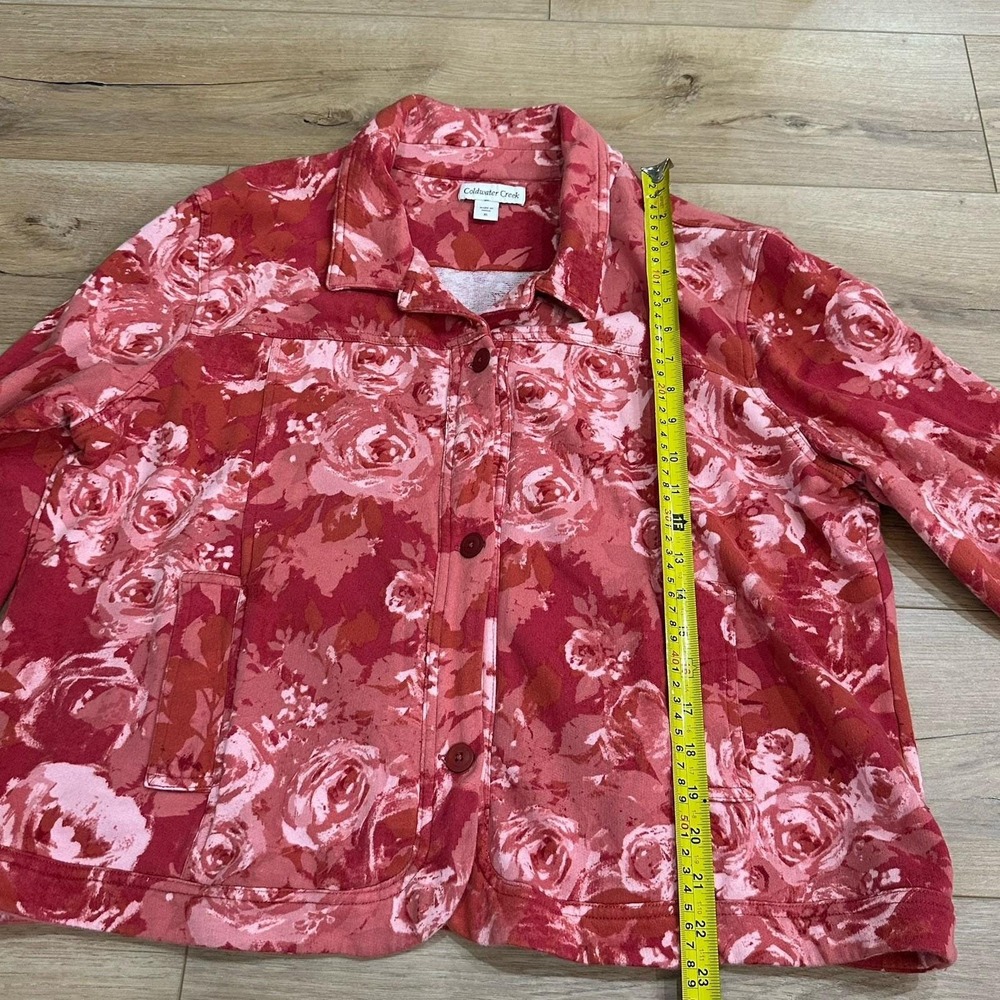 Womens Coldwater Creek 100% Cotton Light Dressy Jacket Rose‎ Pink Pink Button XL - Picture 8 of 10